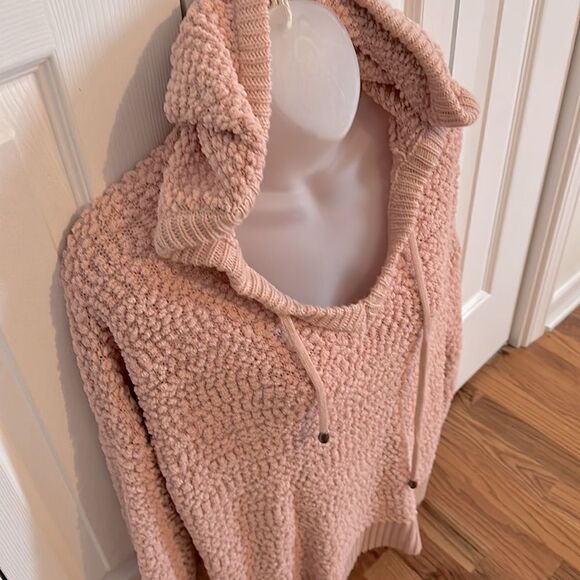 New Directions Slouchy Hooded Sweater with Drawstrinfs Mauve Pink Medium M - Picture 2 of 5